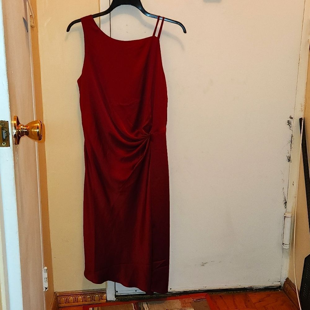 Nic + Zoe one shoulder straps Milano red midi/maxi dress